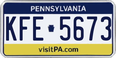 PA license plate KFE5673
