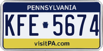 PA license plate KFE5674