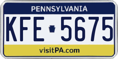 PA license plate KFE5675