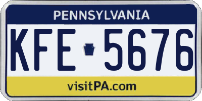 PA license plate KFE5676