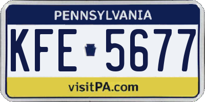PA license plate KFE5677
