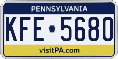 PA license plate KFE5680