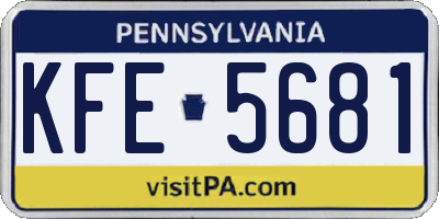 PA license plate KFE5681