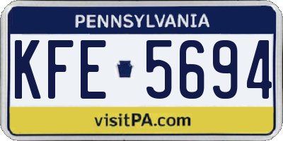 PA license plate KFE5694