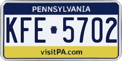 PA license plate KFE5702