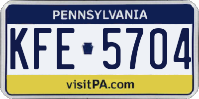 PA license plate KFE5704