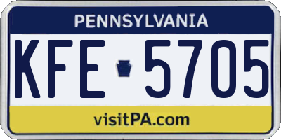 PA license plate KFE5705