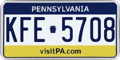 PA license plate KFE5708