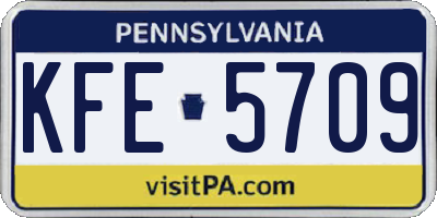 PA license plate KFE5709