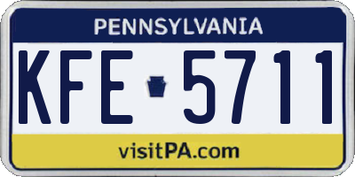 PA license plate KFE5711