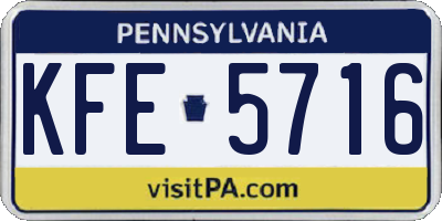 PA license plate KFE5716