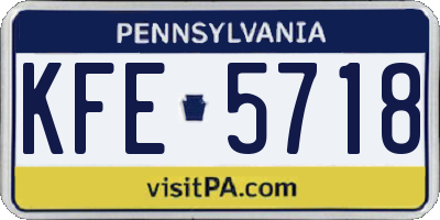 PA license plate KFE5718
