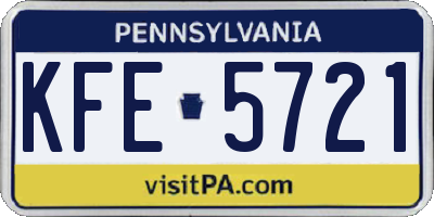 PA license plate KFE5721