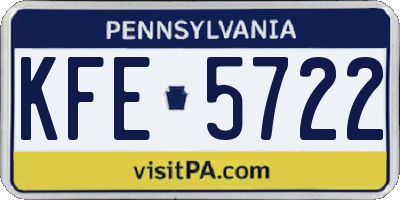 PA license plate KFE5722