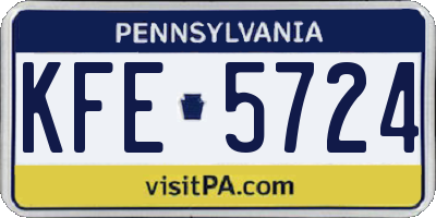 PA license plate KFE5724