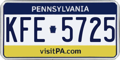 PA license plate KFE5725