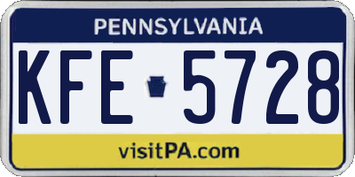 PA license plate KFE5728