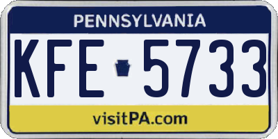 PA license plate KFE5733