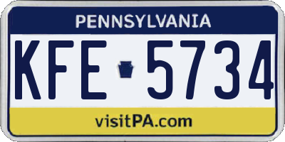 PA license plate KFE5734