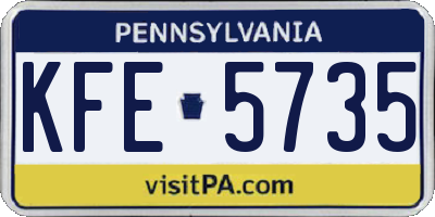 PA license plate KFE5735