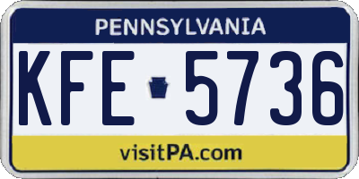PA license plate KFE5736