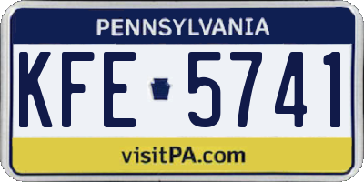 PA license plate KFE5741