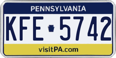 PA license plate KFE5742