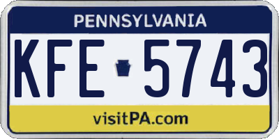 PA license plate KFE5743