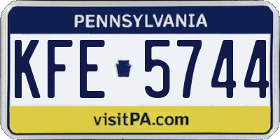 PA license plate KFE5744