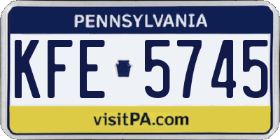 PA license plate KFE5745