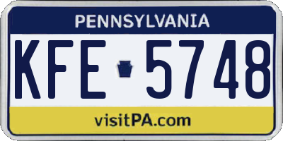 PA license plate KFE5748