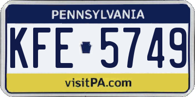 PA license plate KFE5749