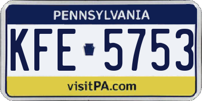 PA license plate KFE5753
