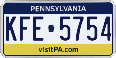 PA license plate KFE5754