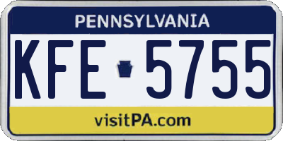 PA license plate KFE5755