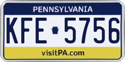 PA license plate KFE5756