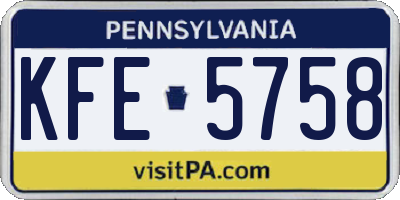 PA license plate KFE5758
