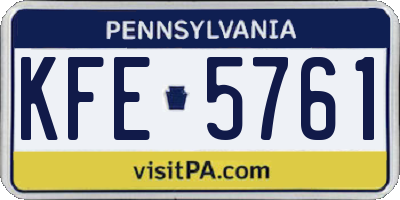 PA license plate KFE5761