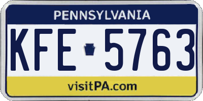 PA license plate KFE5763