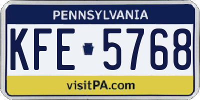 PA license plate KFE5768