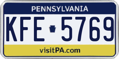 PA license plate KFE5769
