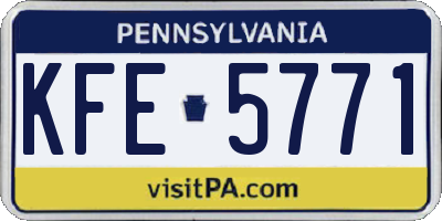 PA license plate KFE5771