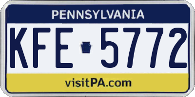 PA license plate KFE5772