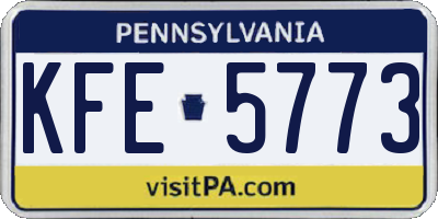 PA license plate KFE5773