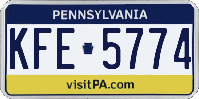 PA license plate KFE5774