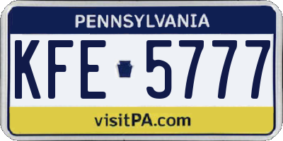 PA license plate KFE5777