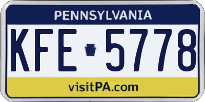 PA license plate KFE5778
