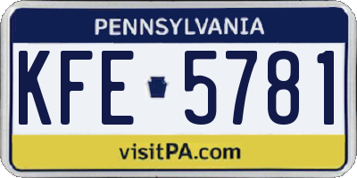 PA license plate KFE5781