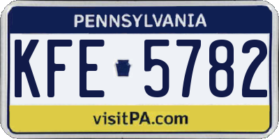 PA license plate KFE5782