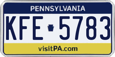 PA license plate KFE5783